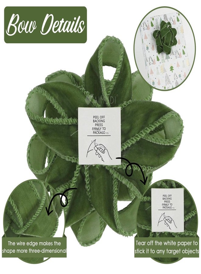 AIMUDI Moss Green Velvet Gift Bows 4.5'' Present Bows for Gift Wrapping Self Adhesive Gift Wrap Bows for Party, Holiday, Wedding, Christmas Decorations - 6 Counts - Image 3